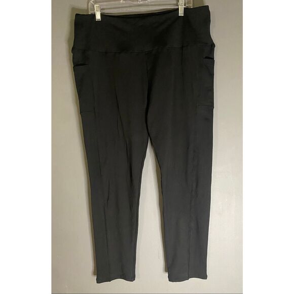 Amazon Black High Waisted 3/4 Length Leggings Pockets Size 4XL NWOT - Picture 1 of 5